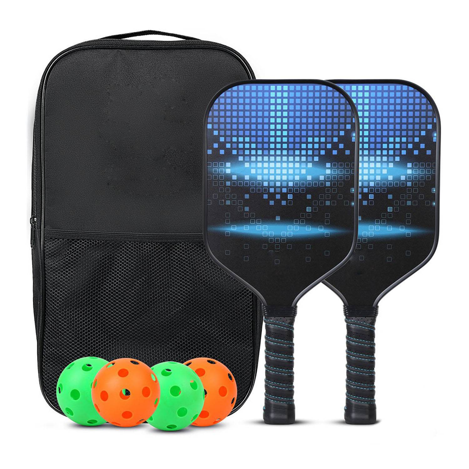 Plaid blue-glass fiber double shot+black bag+four balls